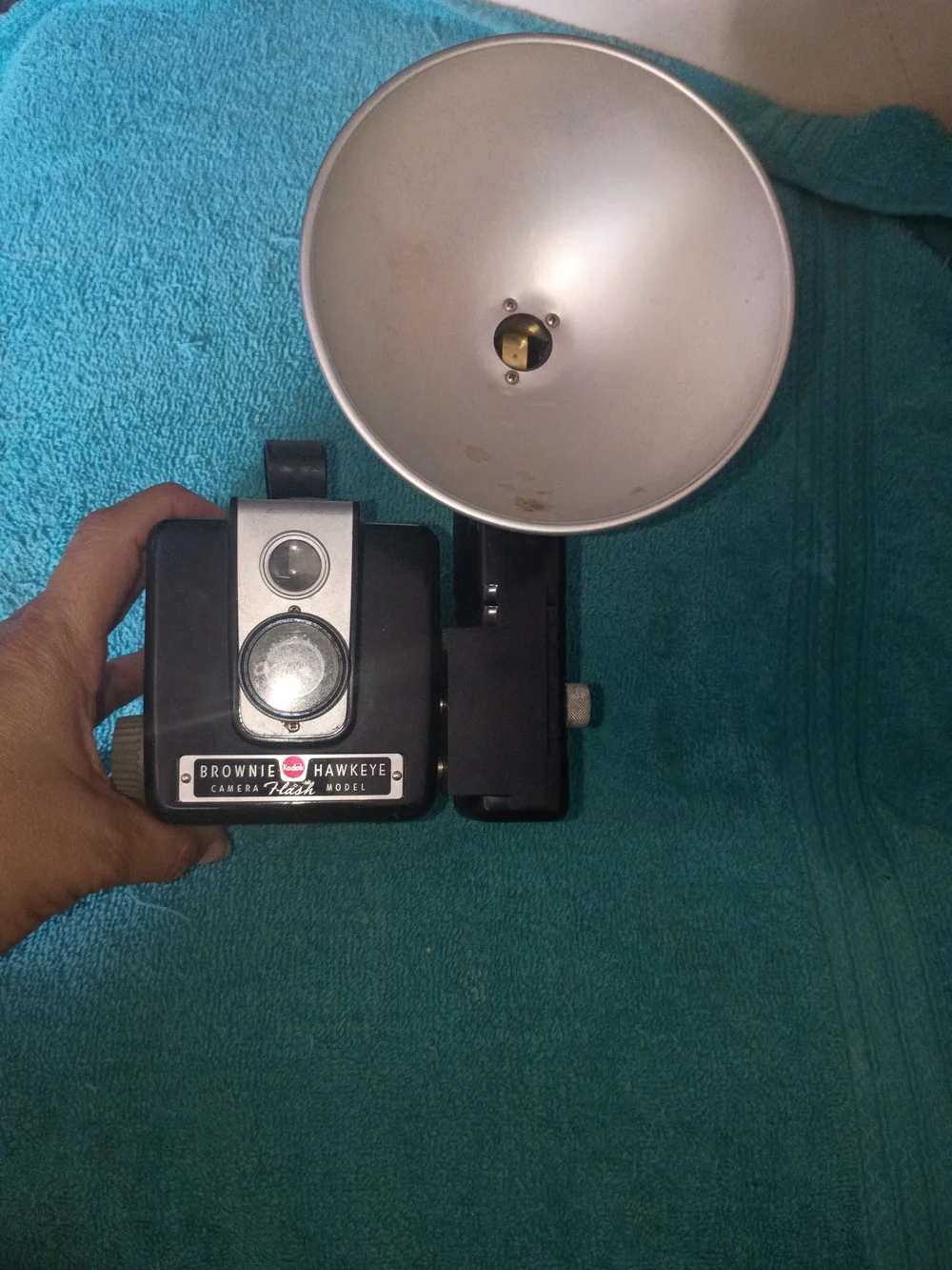 Kodak Brownie Hawkeye Camera in Black with Silver Flash Dish